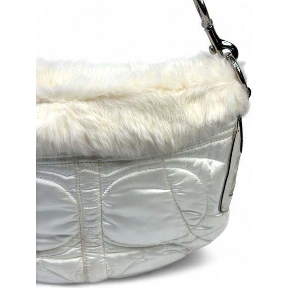 Coach Vintage Y2K Rabbit Fur Trim Puffer Shoulder Bag - Picture 8 of 16